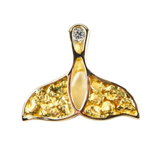 Orocal Gold Nugget Whales Tail Pendant with Diamonds PWT26DNX-Destination Gold Detectors