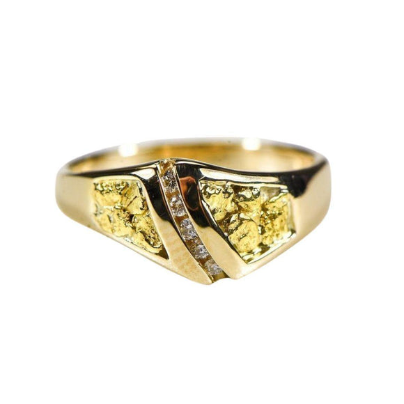 Orocal Gold Nugget and Diamond Ladies Ring RL1064DN-Destination Gold Detectors