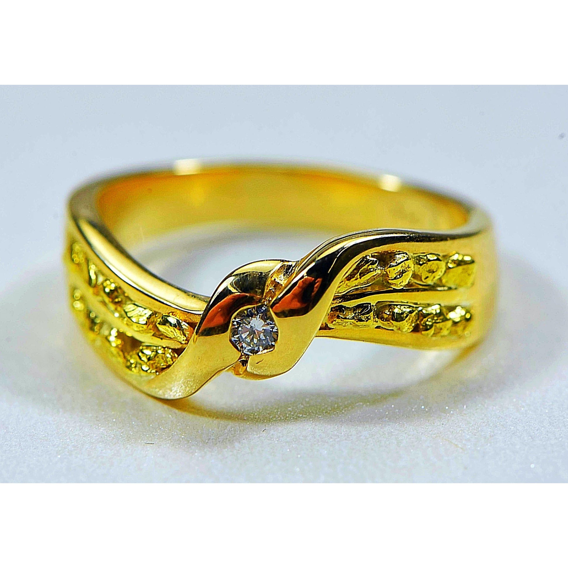 Orocal Gold Nugget and Diamond Ladies Ring RL404D5-Destination Gold Detectors