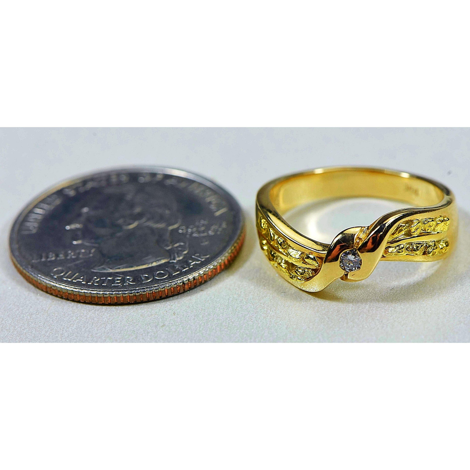 Orocal Gold Nugget and Diamond Ladies Ring RL404D5-Destination Gold Detectors