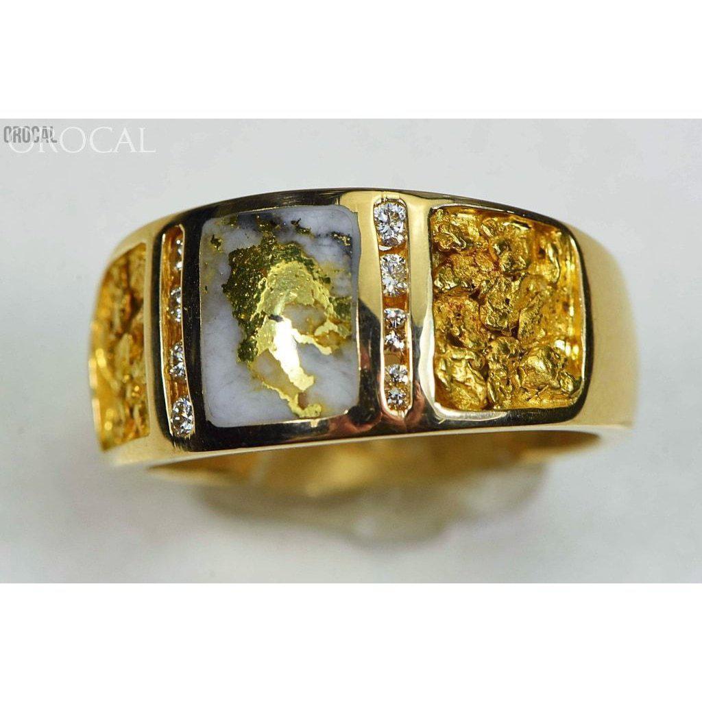 Orocal Gold Nugget/Quartz Men's Ring with Diamonds RM732LDNQ-Destination Gold Detectors