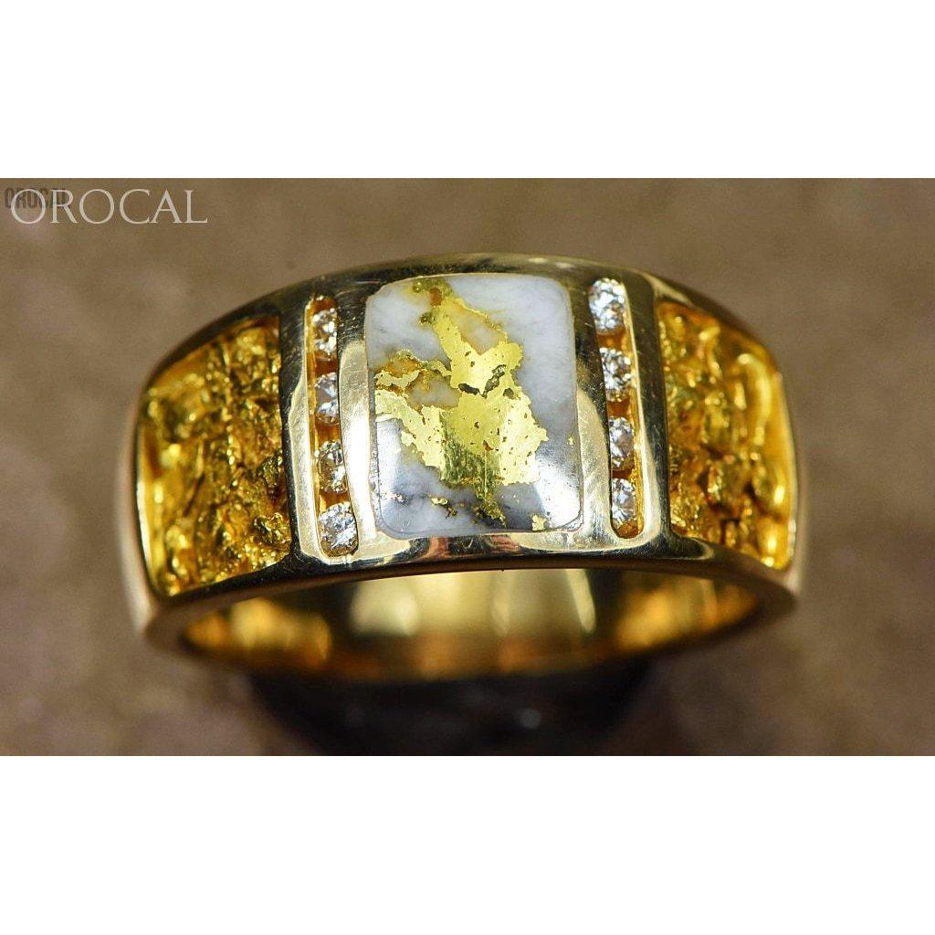 Orocal Gold Nugget/Quartz Men's Ring with Diamonds RM732LDNQ-Destination Gold Detectors