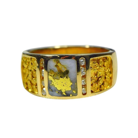 Orocal Gold Nugget/Quartz Men's Ring with Diamonds RM732LDNQ-Destination Gold Detectors