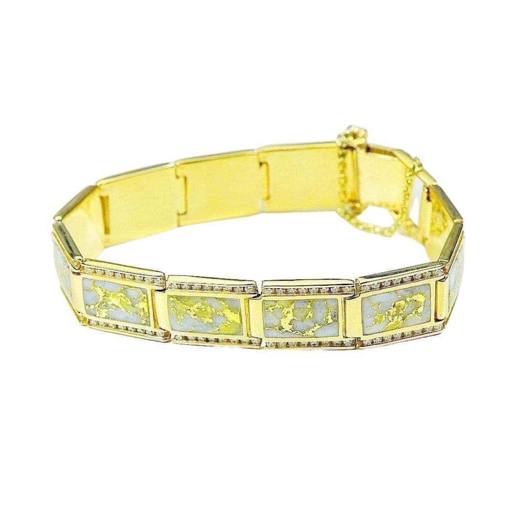 Orocal Gold Quartz Bracelet with Diamonds B16MMDQ-Destination Gold Detectors