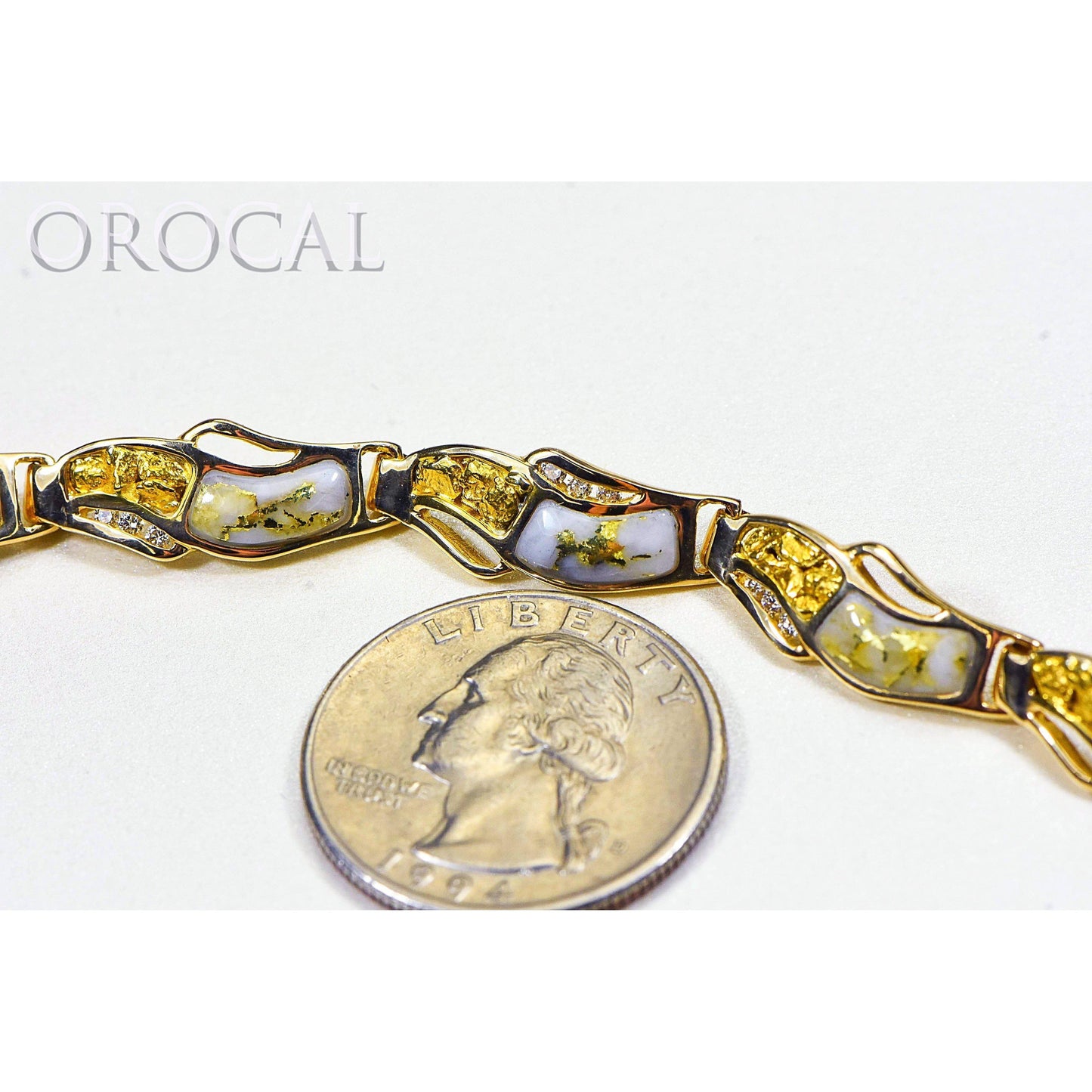 Orocal Gold Quartz Bracelet with Diamonds BWB24D36NQ-Destination Gold Detectors