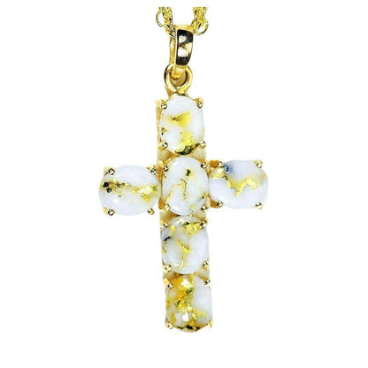 Orocal Gold Quartz Cross Pendant PCR1162Q-Destination Gold Detectors