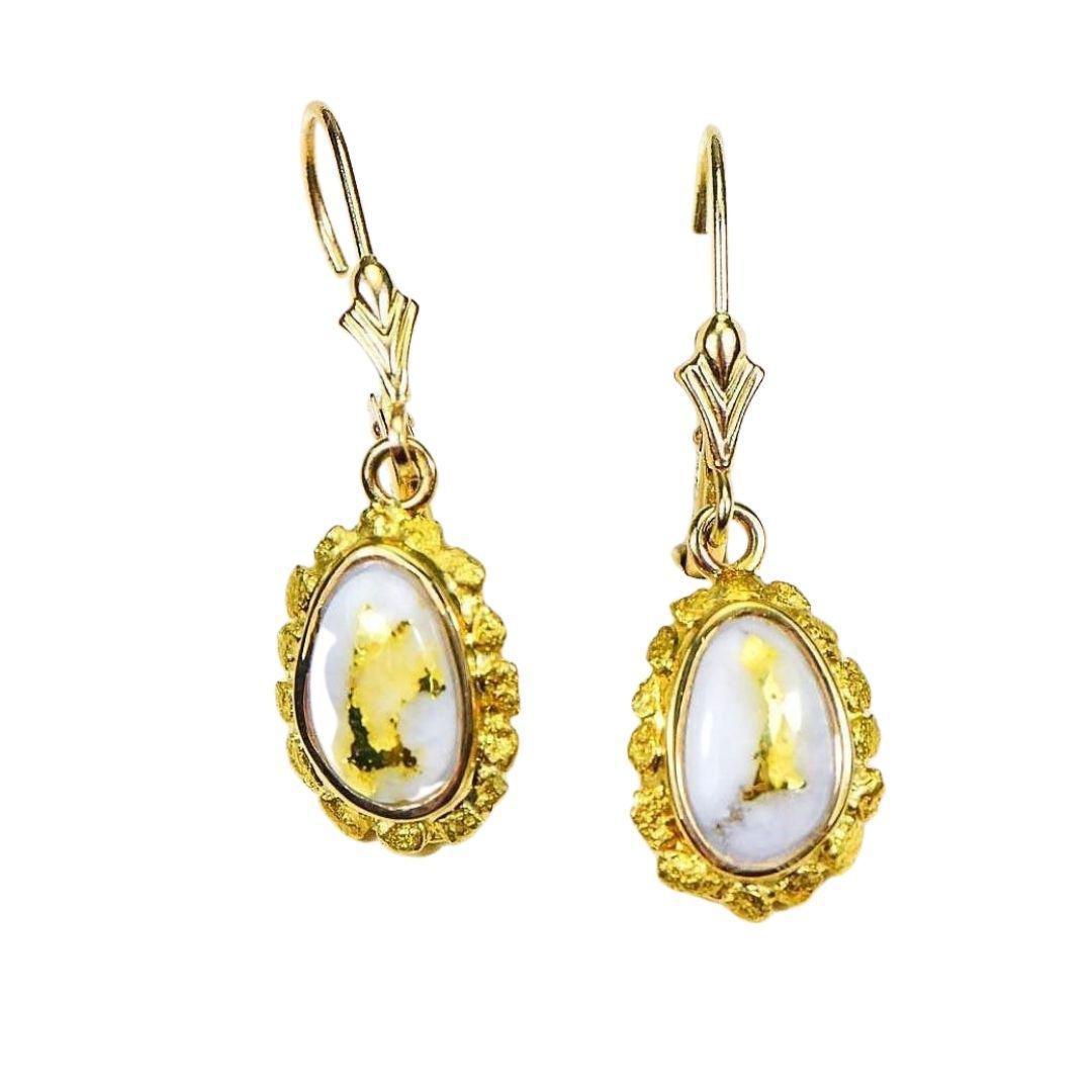 Orocal Gold Quartz Earrings Dangles EN708NQ/LB-Destination Gold Detectors