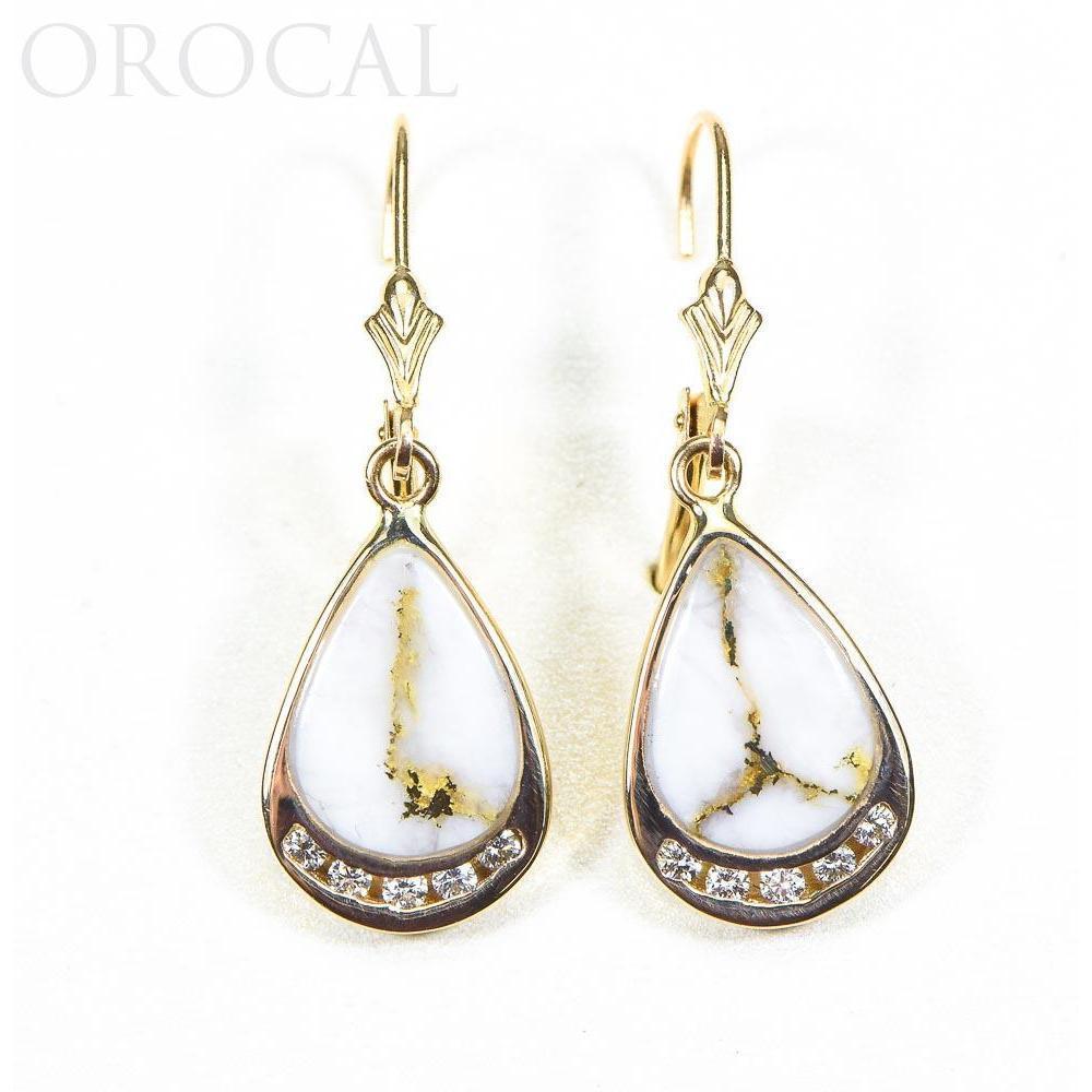 Orocal Gold Quartz Earrings Dangles with Diamonds EN1088DQ/LB-Destination Gold Detectors