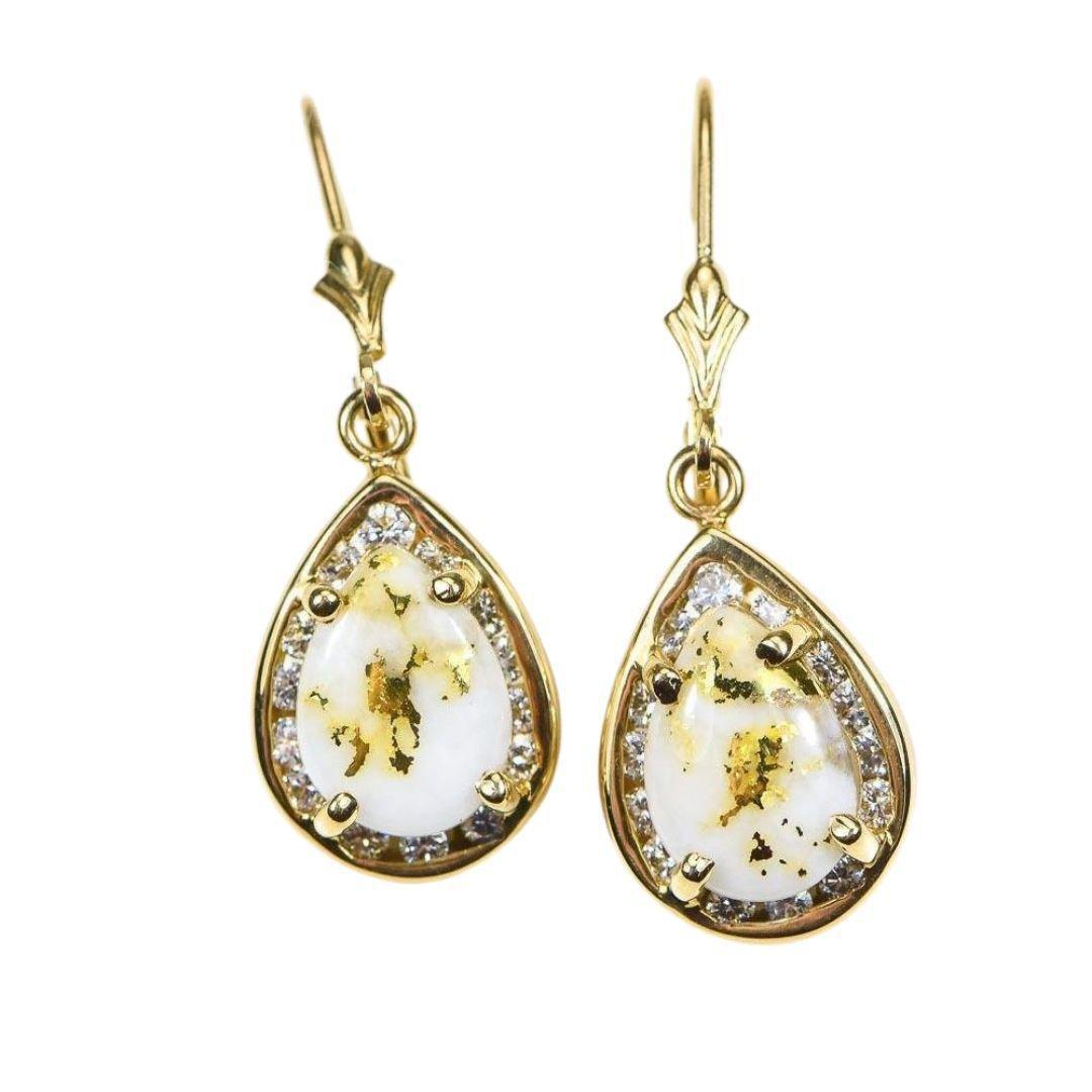 Orocal Gold Quartz Earrings Dangles with Diamonds EN630D60Q/LB