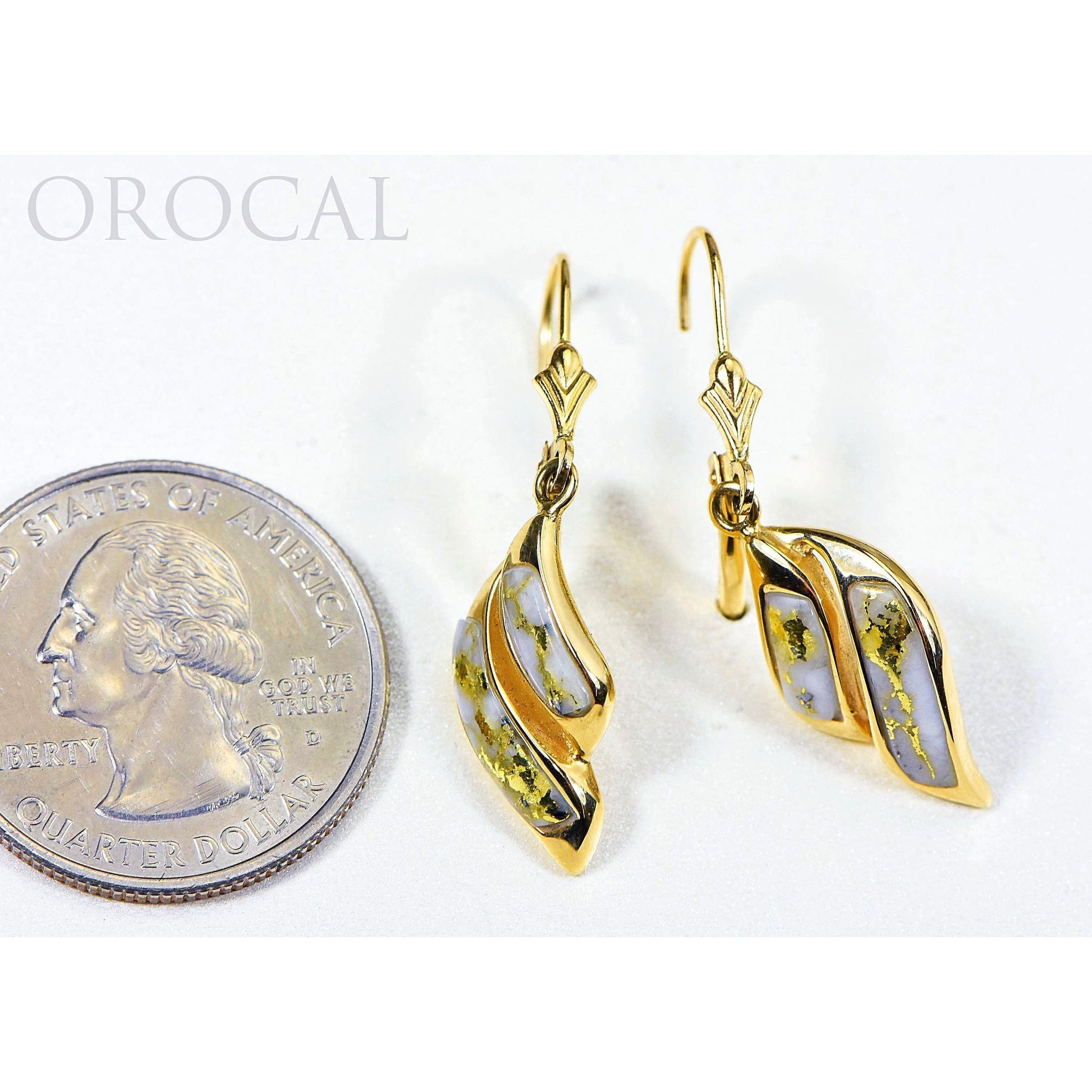 Orocal Gold Quartz Earrings Dangling EN645Q/LB-Destination Gold Detectors