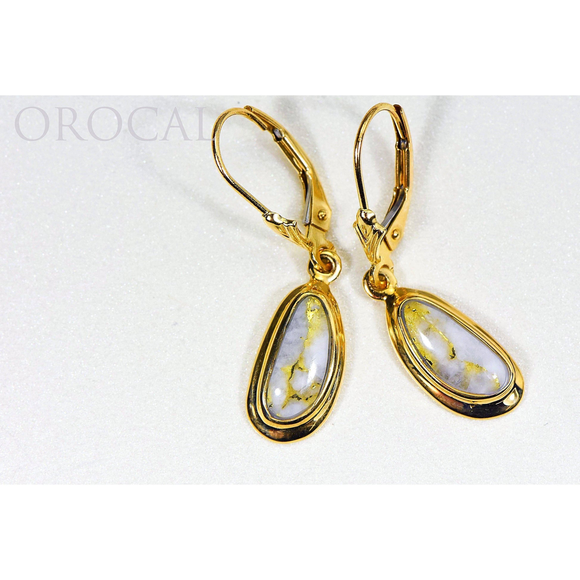 Orocal Gold Quartz Earrings Dangling EN762Q/LB-Destination Gold Detectors