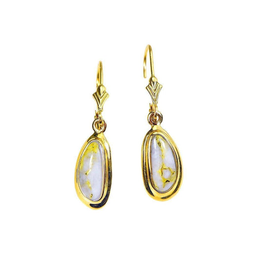 Orocal Gold Quartz Earrings Dangling EN762Q/LB-Destination Gold Detectors