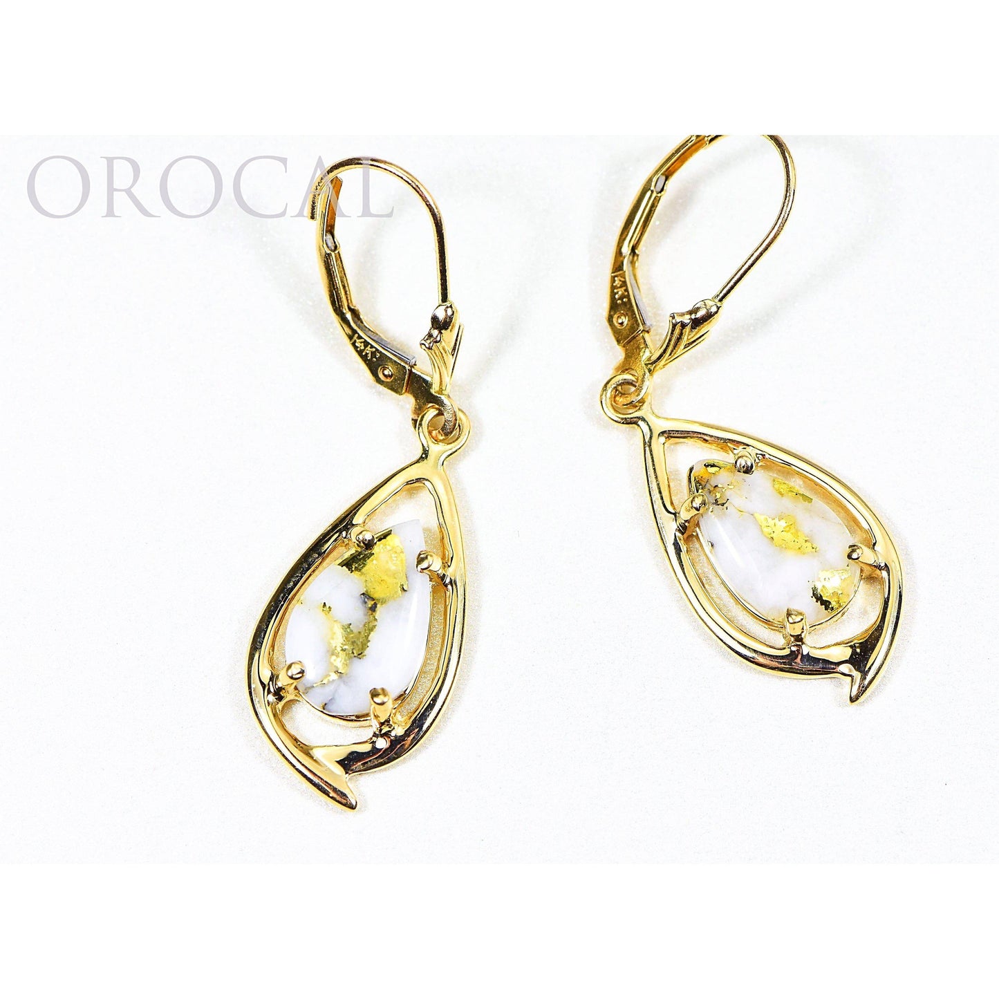Orocal Gold Quartz Earrings Dangling EN774Q/LB-Destination Gold Detectors