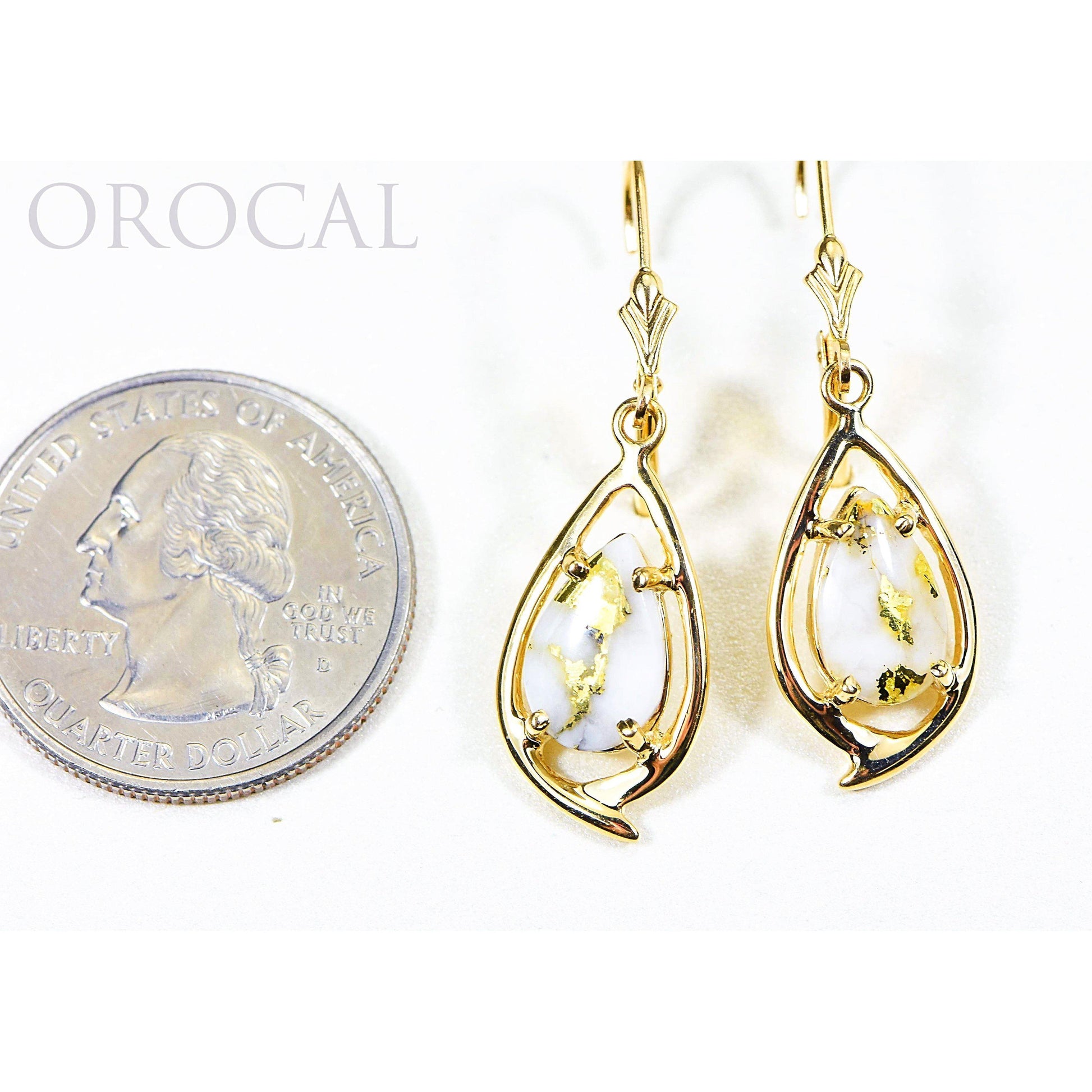 Orocal Gold Quartz Earrings Dangling EN774Q/LB-Destination Gold Detectors