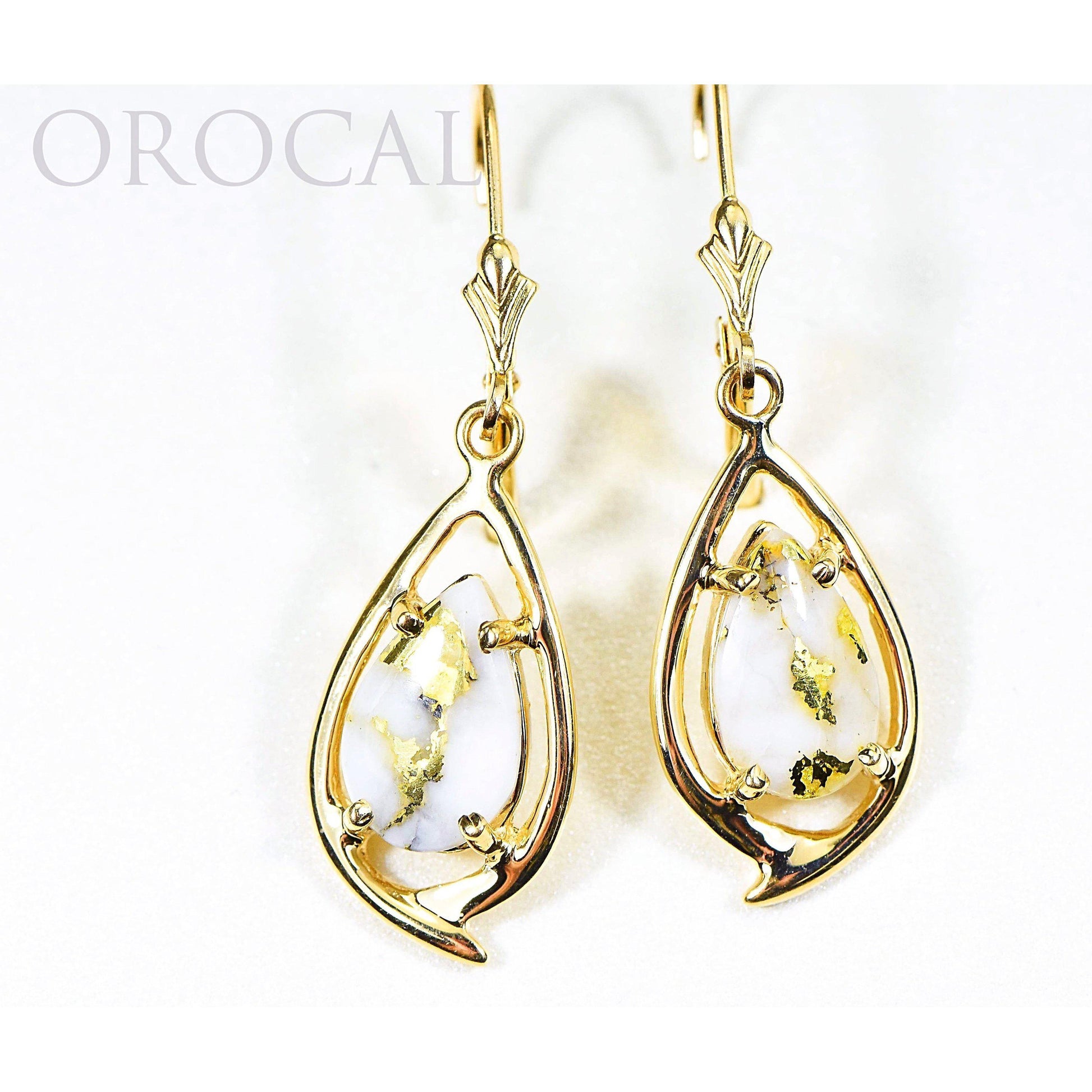 Orocal Gold Quartz Earrings Dangling EN774Q/LB-Destination Gold Detectors