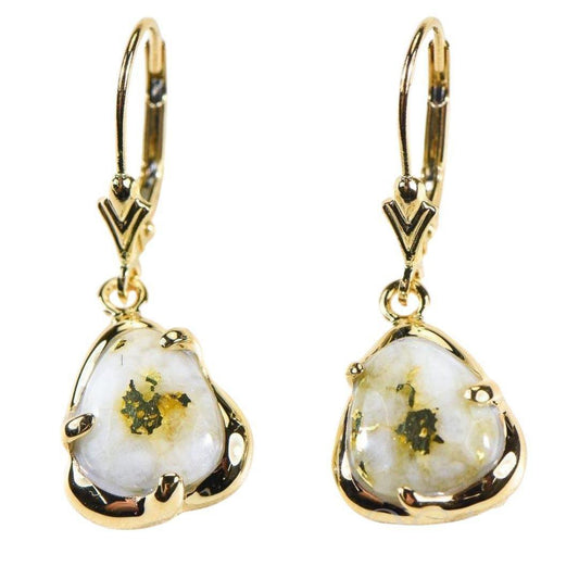 Orocal Gold Quartz Earrings Lever Backs ESC115XSQ/LB-Destination Gold Detectors