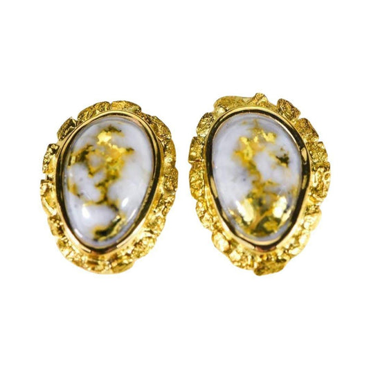 Orocal Gold Quartz Earrings Post Backs EN708NQ-Destination Gold Detectors
