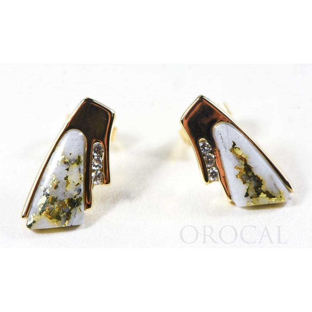 Orocal Gold Quartz Earrings Post Backs with Diamonds EDL129D9Q-Destination Gold Detectors