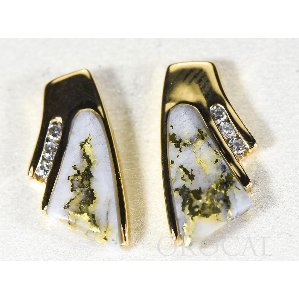 Orocal Gold Quartz Earrings Post Backs with Diamonds EDL129D9Q-Destination Gold Detectors