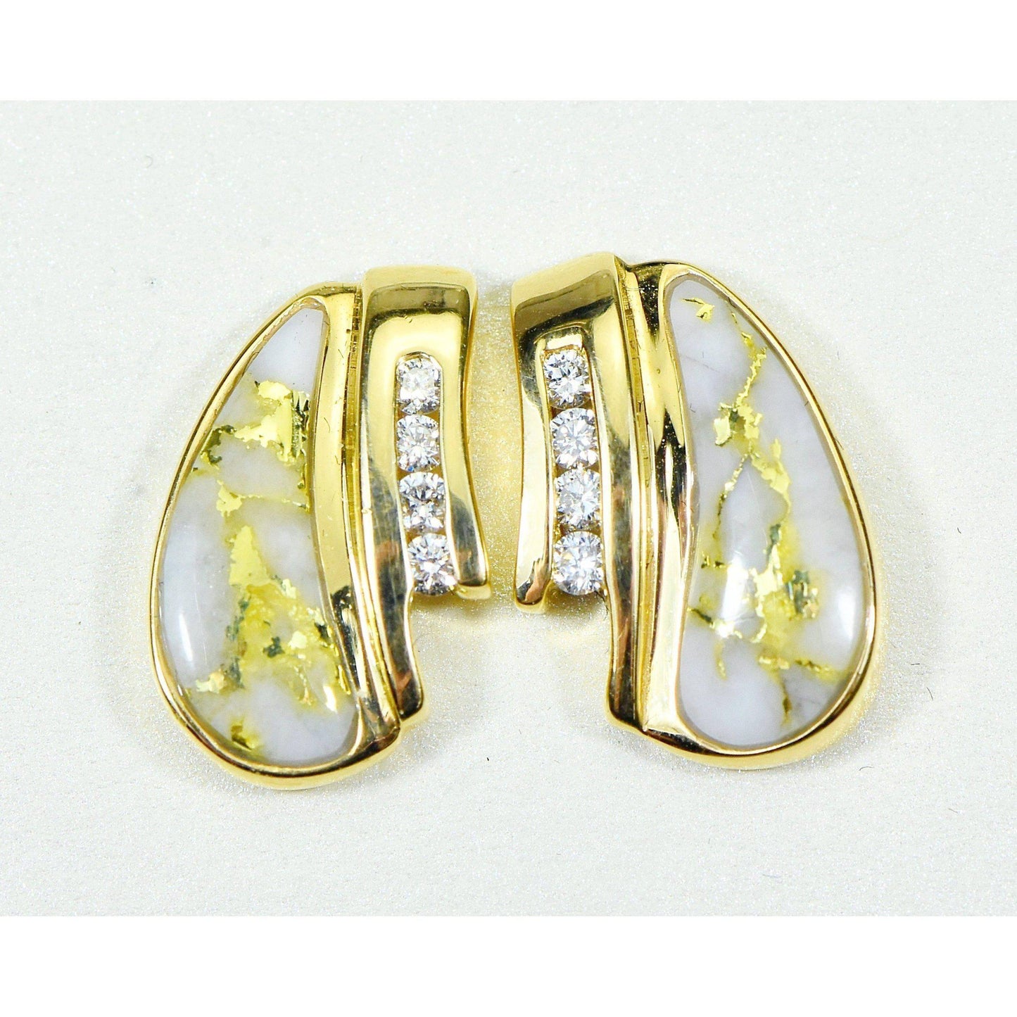 Orocal Gold Quartz Earrings Post Backs with Diamonds EDL47D16Q-Destination Gold Detectors