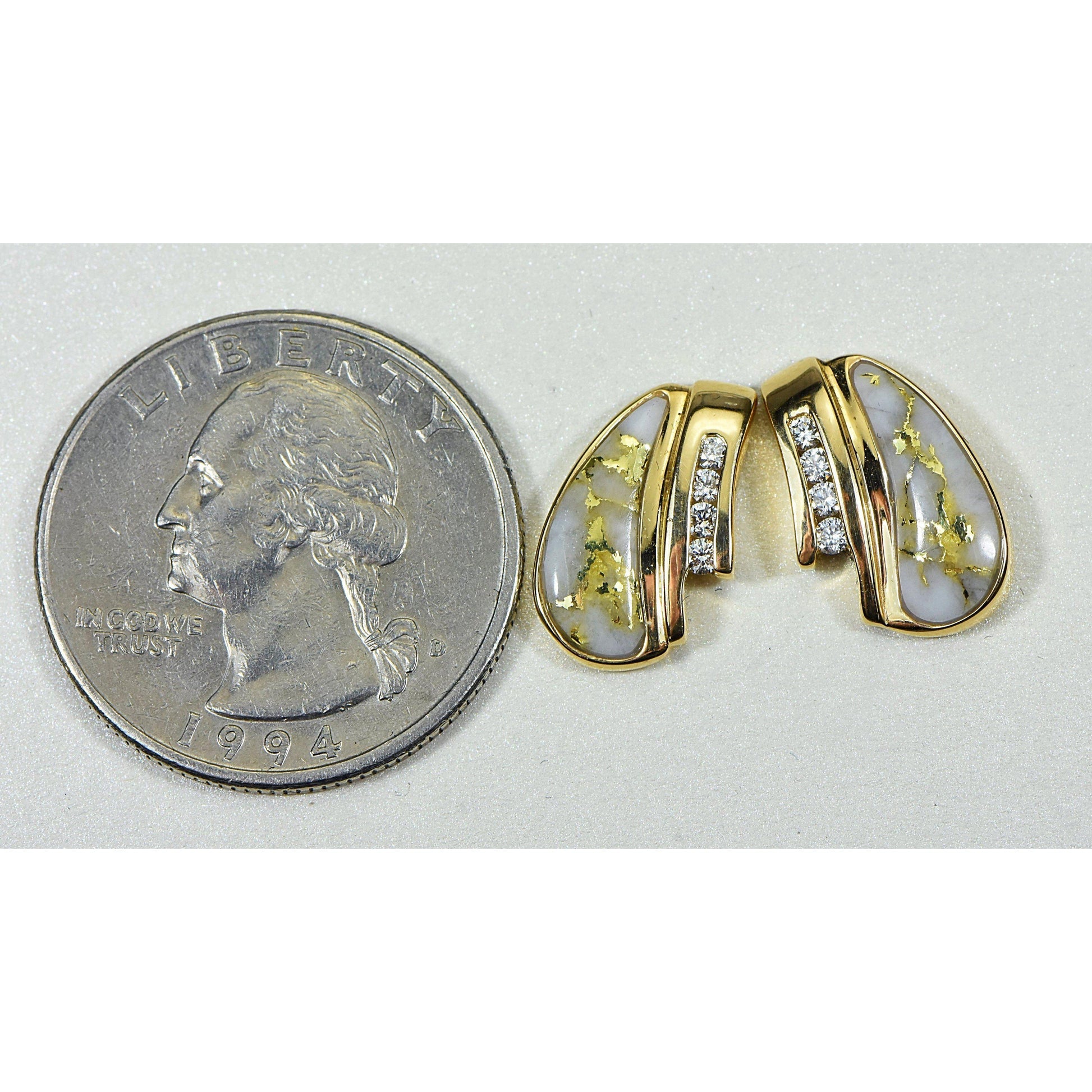 Orocal Gold Quartz Earrings Post Backs with Diamonds EDL47D16Q-Destination Gold Detectors