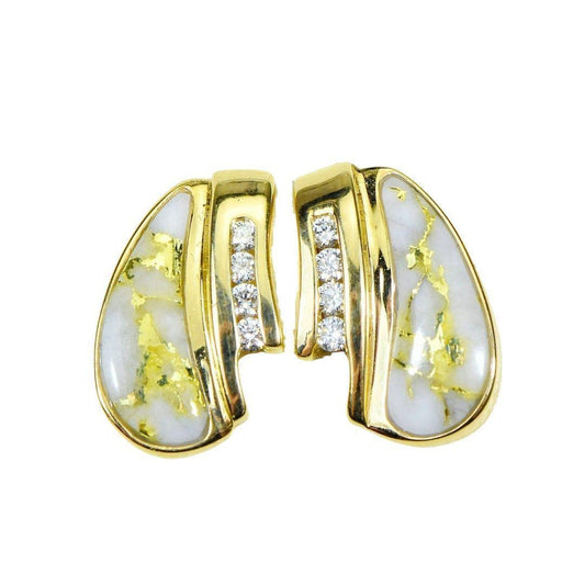 Orocal Gold Quartz Earrings Post Backs with Diamonds EDL47D16Q-Destination Gold Detectors