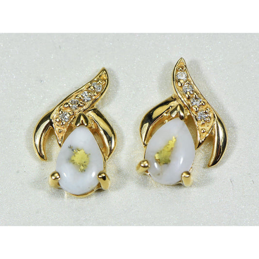 Orocal Gold Quartz Earrings Post Backs with Diamonds EN792SDQ-Destination Gold Detectors
