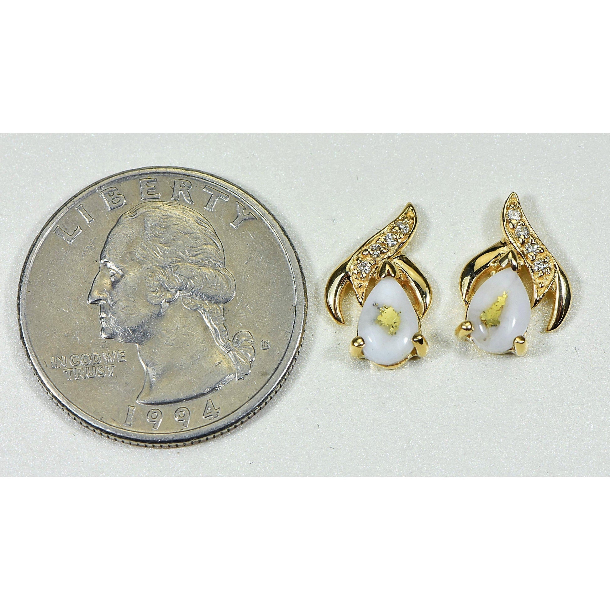 Orocal Gold Quartz Earrings Post Backs with Diamonds EN792SDQ-Destination Gold Detectors