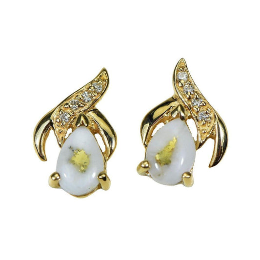 Orocal Gold Quartz Earrings Post Backs with Diamonds EN792SDQ-Destination Gold Detectors