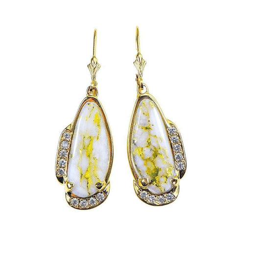 Orocal Gold Quartz Earrings with Diamonds EN1106SDQ/LB-Destination Gold Detectors