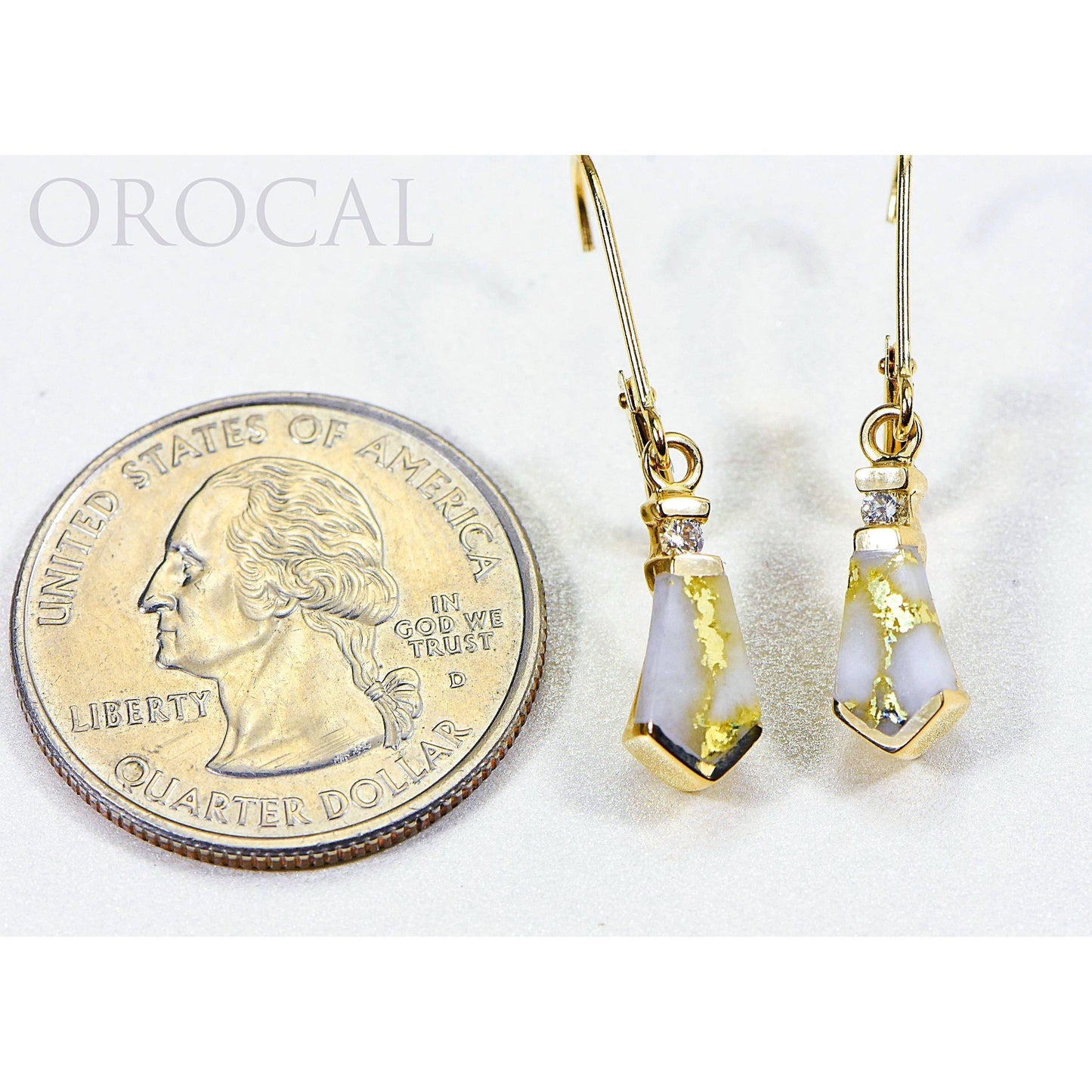 Orocal Gold Quartz Earrings with Diamonds EN641D8Q/LB-Destination Gold Detectors