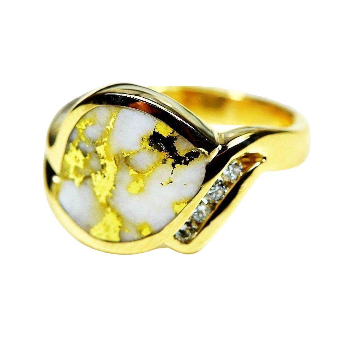 Orocal Gold Quartz Ladies Ring with Diamonds - L90D12Q-Destination Gold Detectors