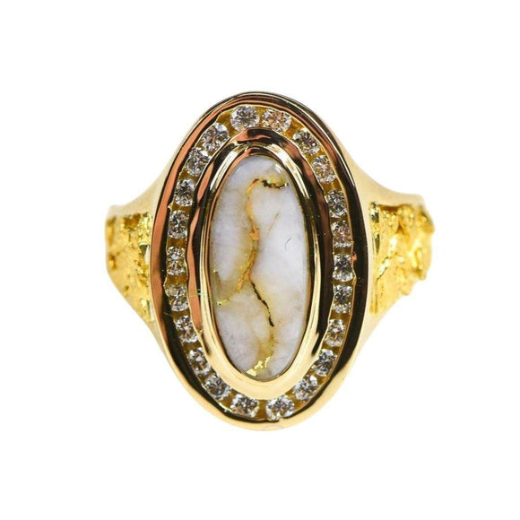 Orocal Gold Quartz Ladies Ring with Diamonds - RL1049DQ-Destination Gold Detectors