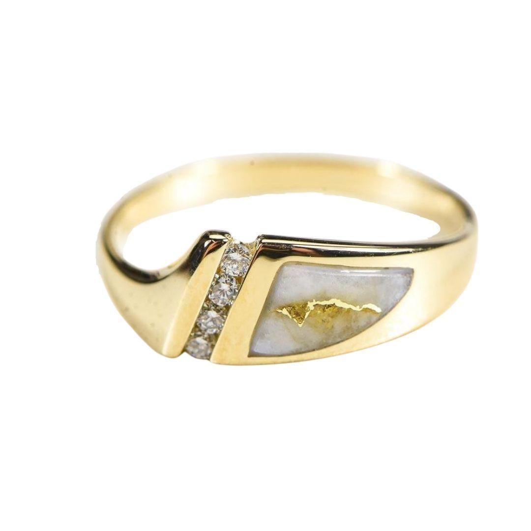 Orocal Gold Quartz Ladies Ring with Diamonds RL1058DQ-Destination Gold Detectors