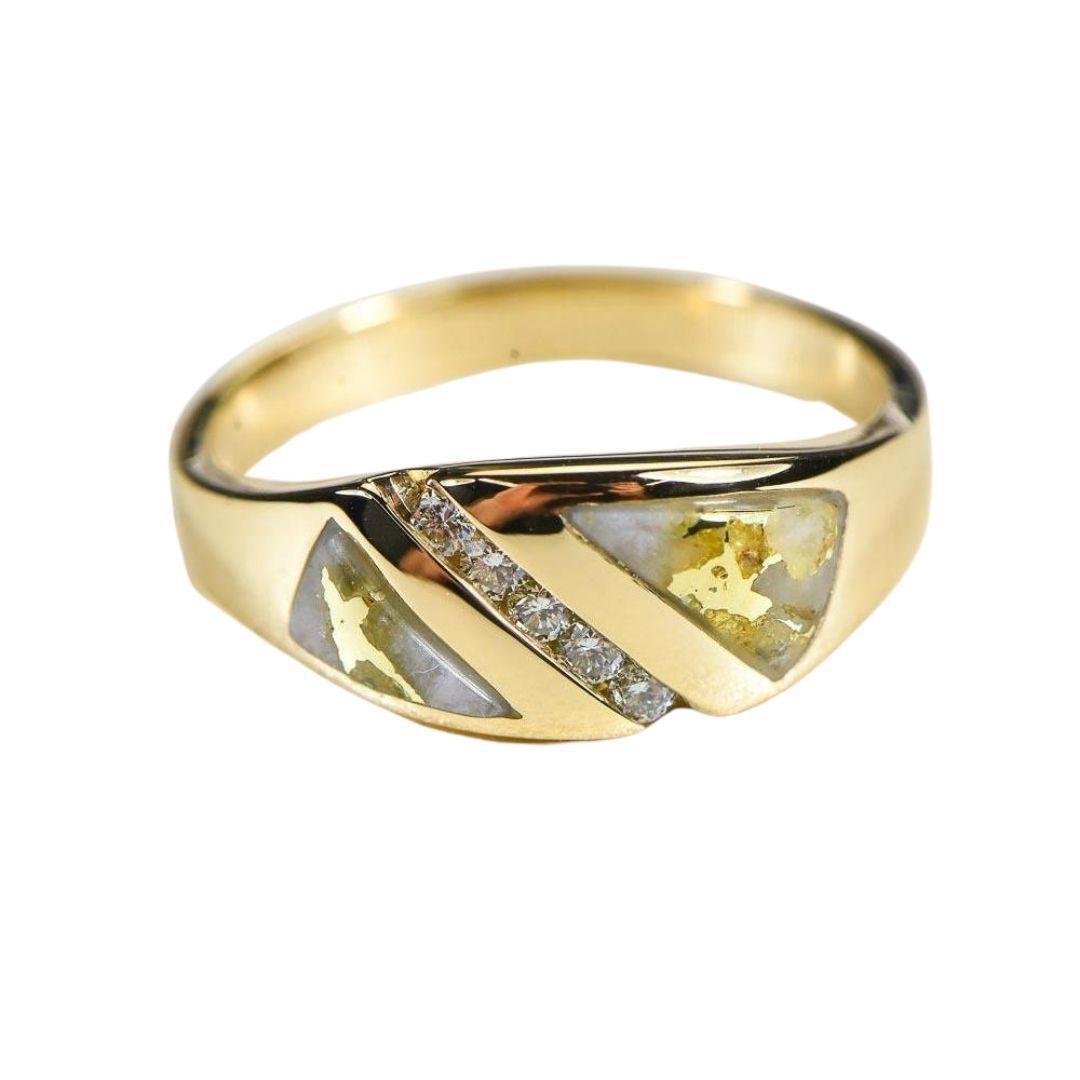 Orocal Gold Quartz Ladies Ring with Diamonds RL1068DQ-Destination Gold Detectors