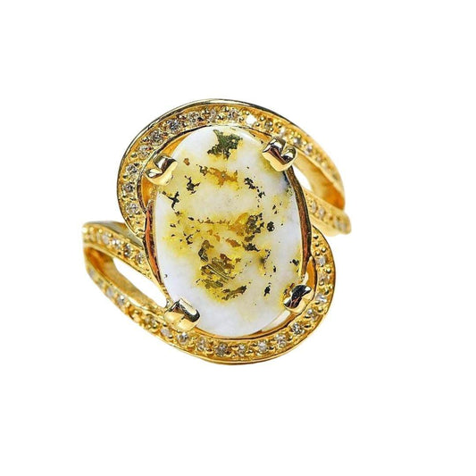 Orocal Gold Quartz Ladies Ring with Diamonds RL1105DQ-Destination Gold Detectors