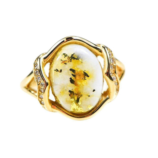 Orocal Gold Quartz Ladies Ring with Diamonds RL1107DQ-Destination Gold Detectors