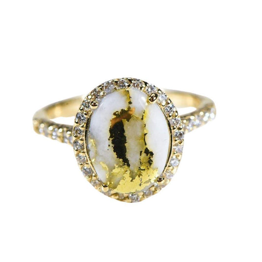 Orocal Gold Quartz Ladies Ring with Diamonds RL1109DQ-Destination Gold Detectors