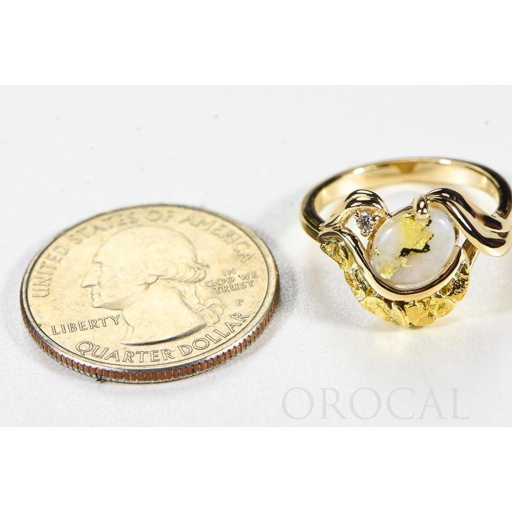 Orocal Gold Quartz Ladies Ring with Diamonds RL1137DNQ-Destination Gold Detectors