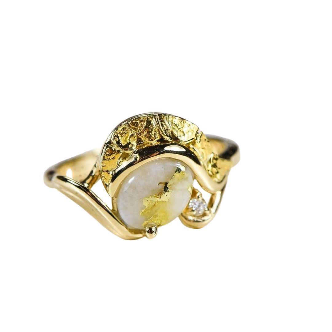Orocal Gold Quartz Ladies Ring with Diamonds RL1137DNQ-Destination Gold Detectors