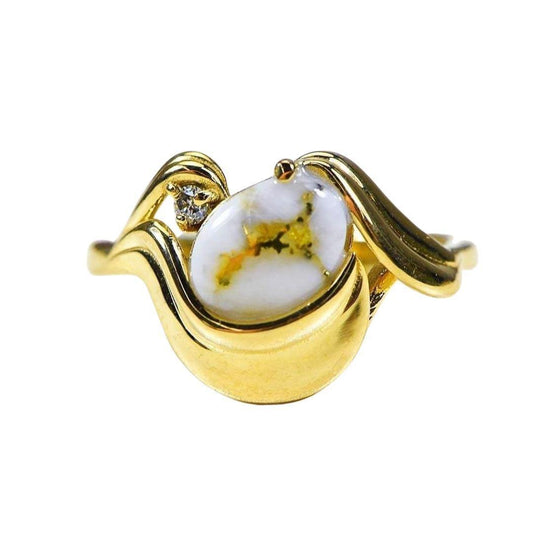 Orocal Gold Quartz Ladies Ring with Diamonds RL1137DQ-Destination Gold Detectors