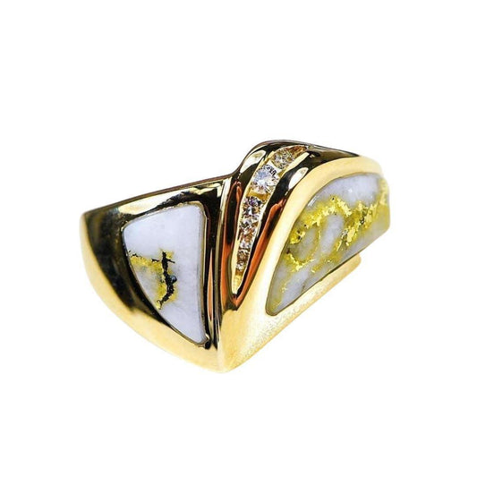 Orocal Gold Quartz Ladies Ring with Diamonds RL536D10Q-Destination Gold Detectors
