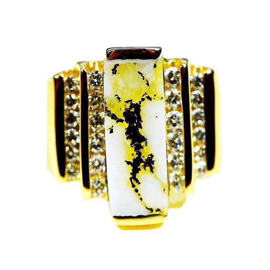 Orocal Gold Quartz Ladies Ring with Diamonds RL639LD80Q-Destination Gold Detectors