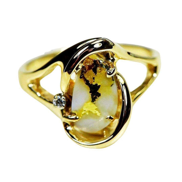 Orocal Gold Quartz Ladies Ring with Diamonds - RL784SDQ-Destination Gold Detectors