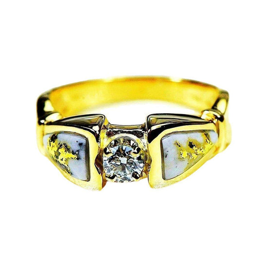 Orocal Gold Quartz Ladies Ring with Diamonds RL988DQE-Destination Gold Detectors