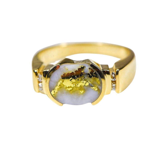 Orocal Gold Quartz Ladies Ring with Diamonds - RLDL4D6Q-Destination Gold Detectors