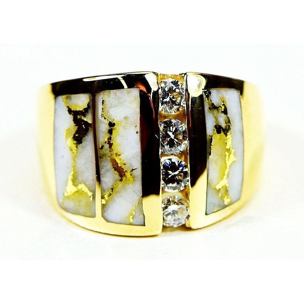 Orocal Gold Quartz Ladies Ring with Diamonds RLJ500DQ-Destination Gold Detectors