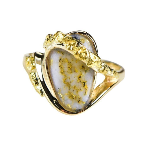 Orocal Gold Quartz Ladies Ring with Gold Nuggets RL549OLQ-Destination Gold Detectors
