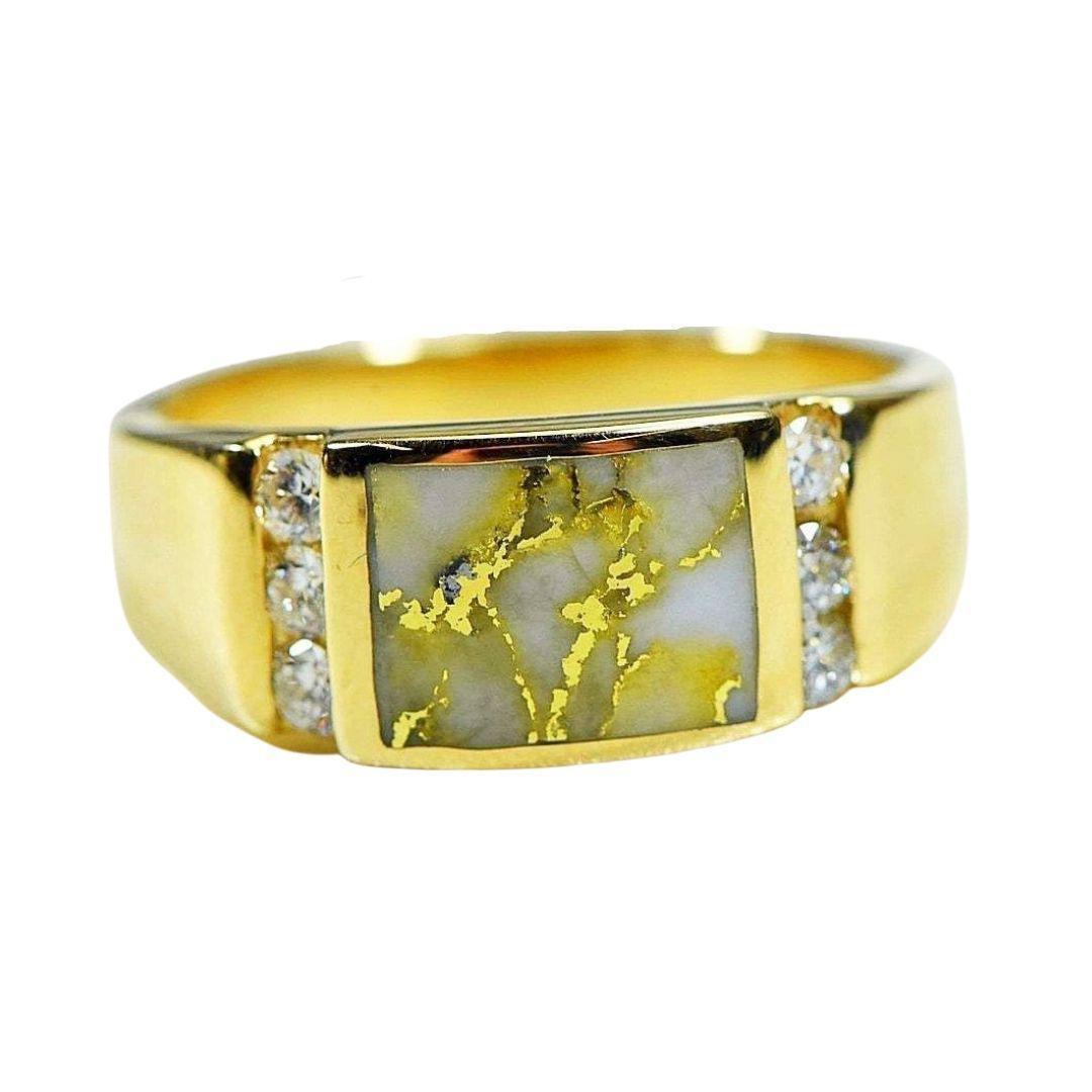 Orocal Gold Quartz Mens Ring with Diamonds RM1052D42Q-Destination Gold Detectors