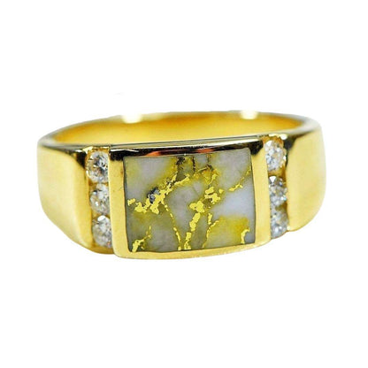Orocal Gold Quartz Mens Ring with Diamonds RM1052D42Q-Destination Gold Detectors